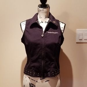 Harley Davidson collared zip up vest